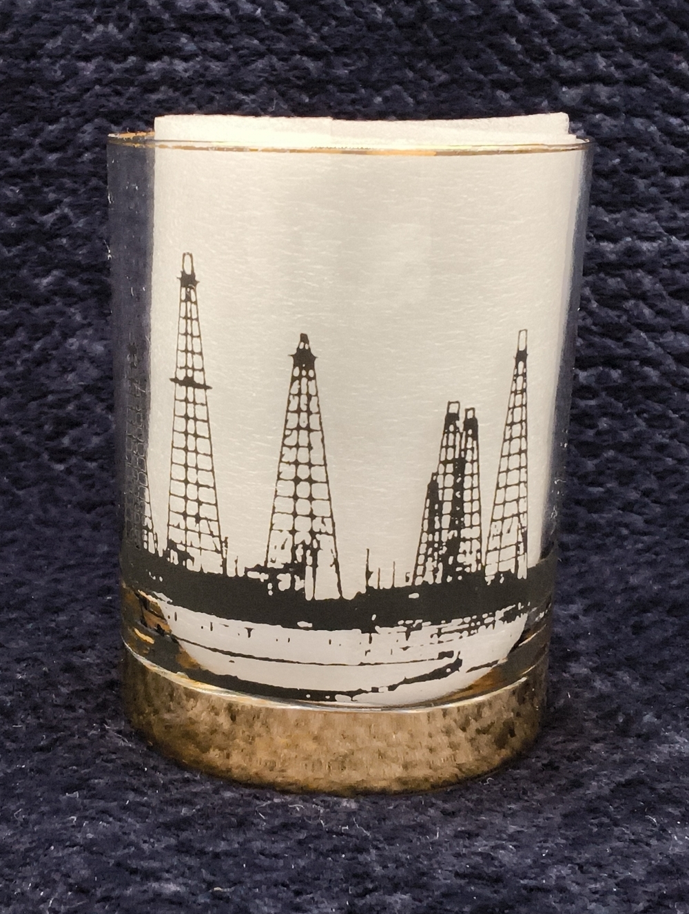Vintage Mid-Century Modern "Black Gold" Oil Derrick Highball Glasses – Set of 2 - Picture 5 of 8